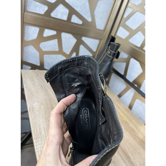 COACH NANCIE Heels BLACK SOFT CALF LEATHER ZIP Ankle BOOT Q223 Sz 5.5 B Wm ITALY - Picture 8 of 8